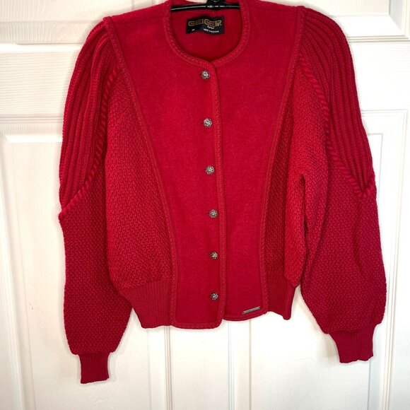Vintage Geiger Wool Cardigan Sweater Women's Size 38 US Small Red Knit - Picture 2 of 11